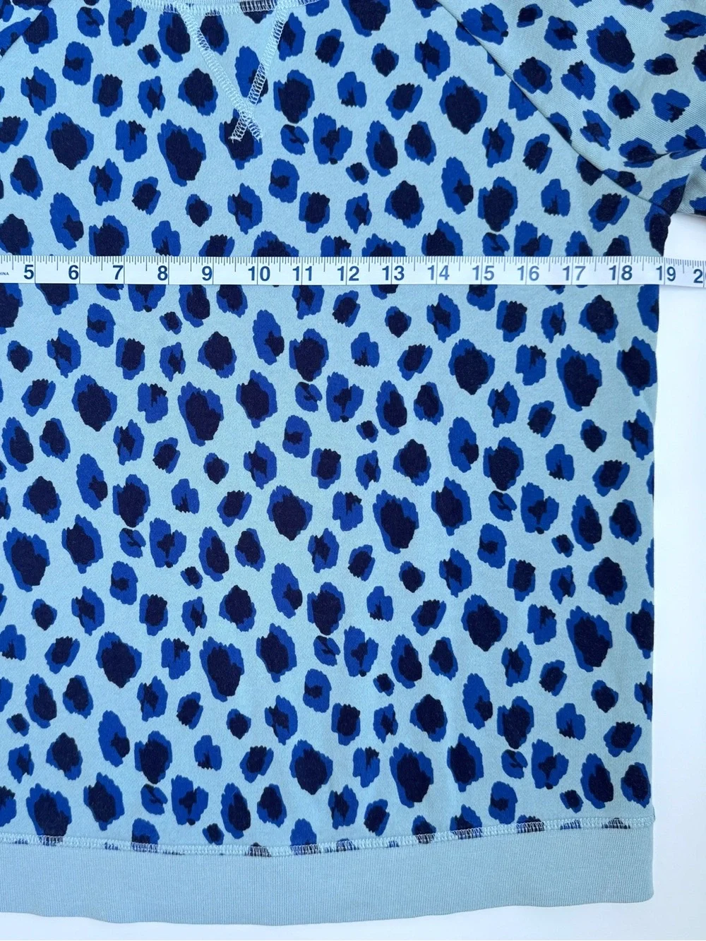 Boden Blue Leopard Print Crewneck Sweater